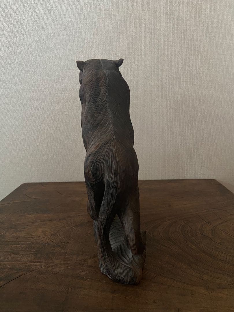 清末 中国古玩 黒檀 熊彫刻｜100年以上前 書斎飾り