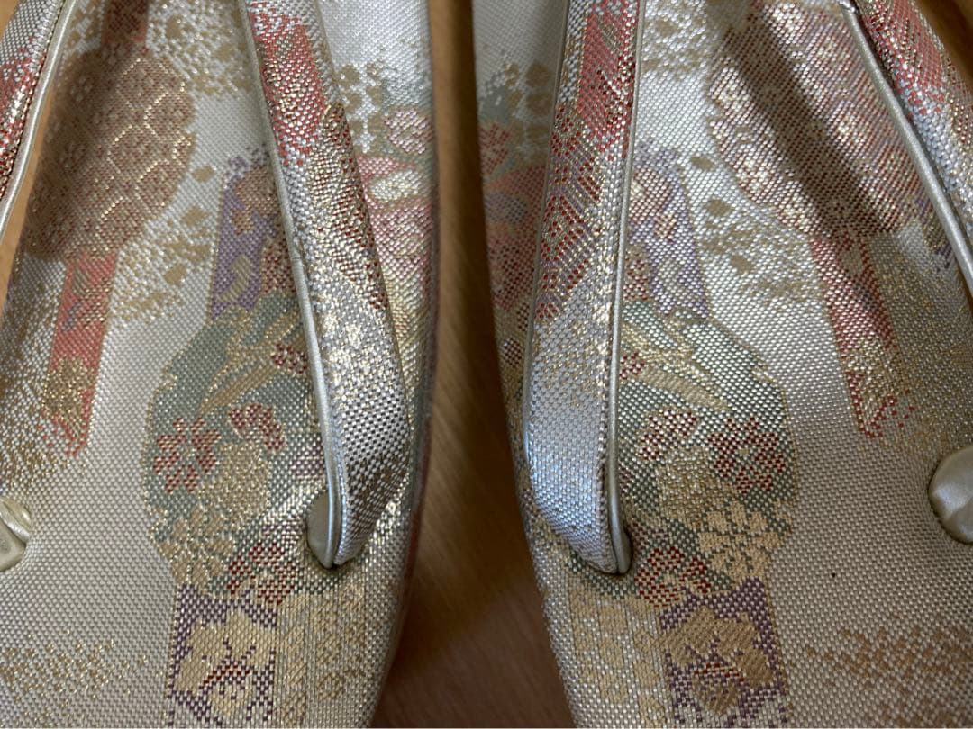 寒色　織の花柄 草履とバッグセット