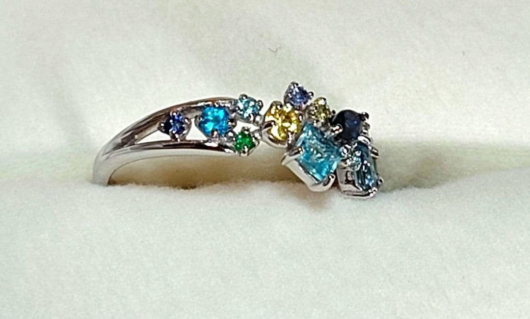 BIZOUX オーシャンコフレ K18ホワイトゴールドリング 11号 箱付き