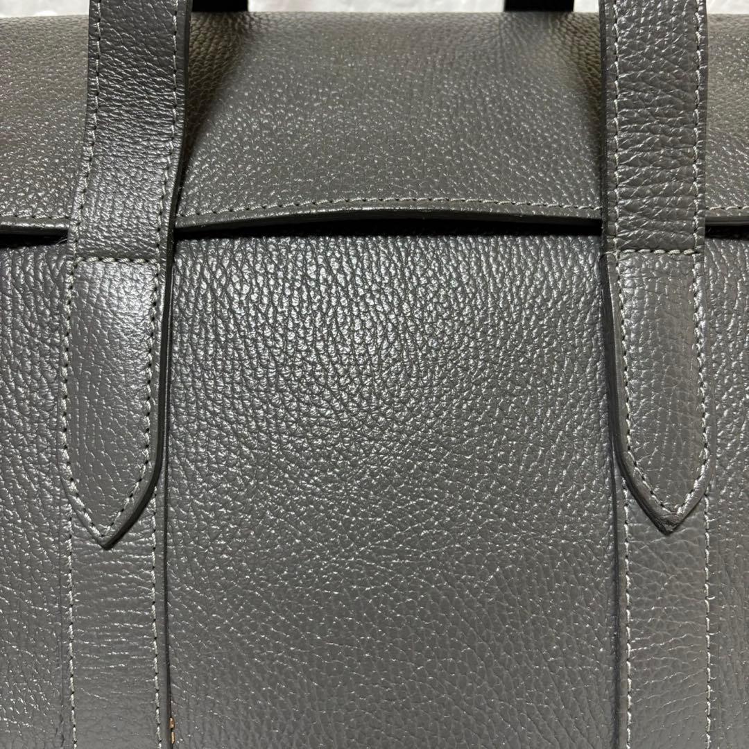 【新品未使用】　ボルサインペレ ビジネスバッグ　本革レザー シボ革 A4 グレー