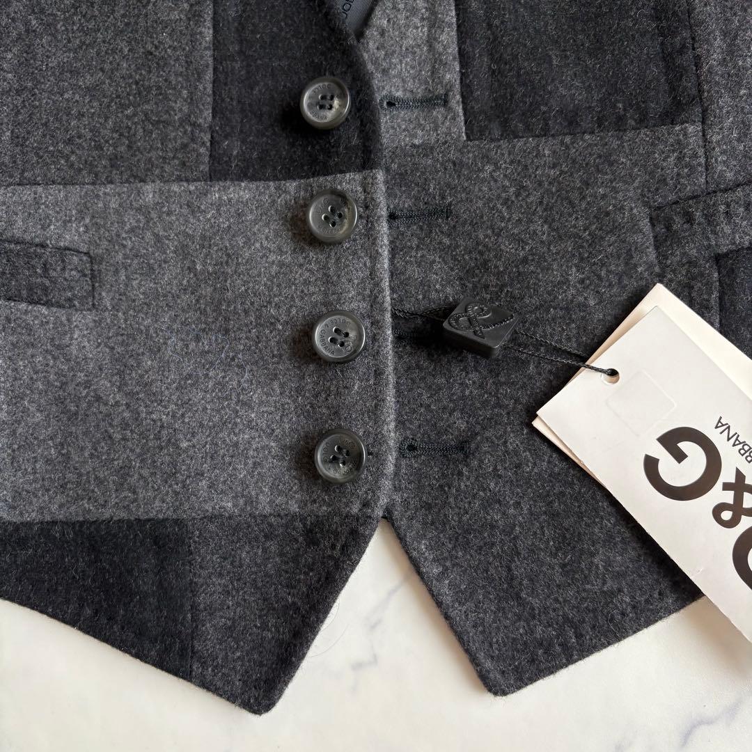 新品タグ付 ドルチェ&ガッバーナ パッチワークベスト ウール ジレ L 黒