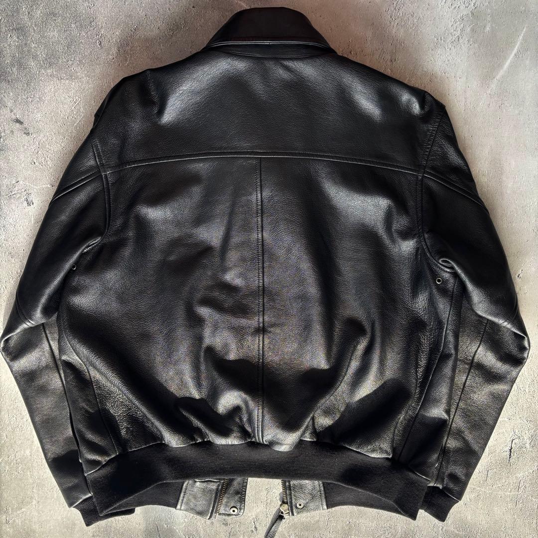 【美品】L.L.Bean A-2レザージャケット XL 黒 ゴートスキン 本革
