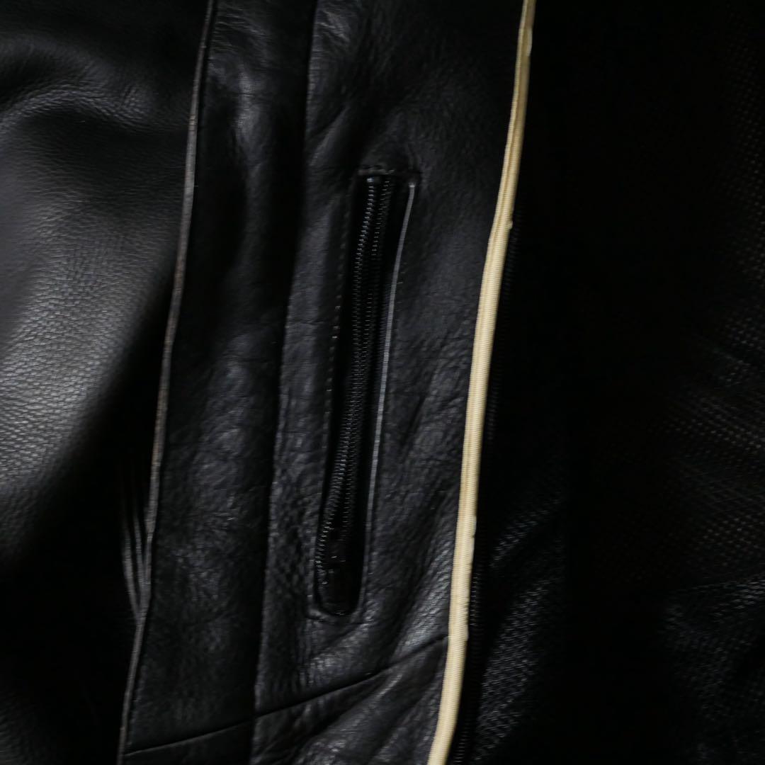 スタンドカラー レザージャケット ブラック L