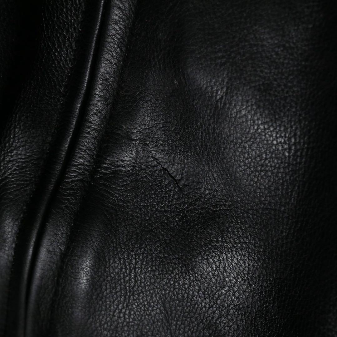 スタンドカラー レザージャケット ブラック L