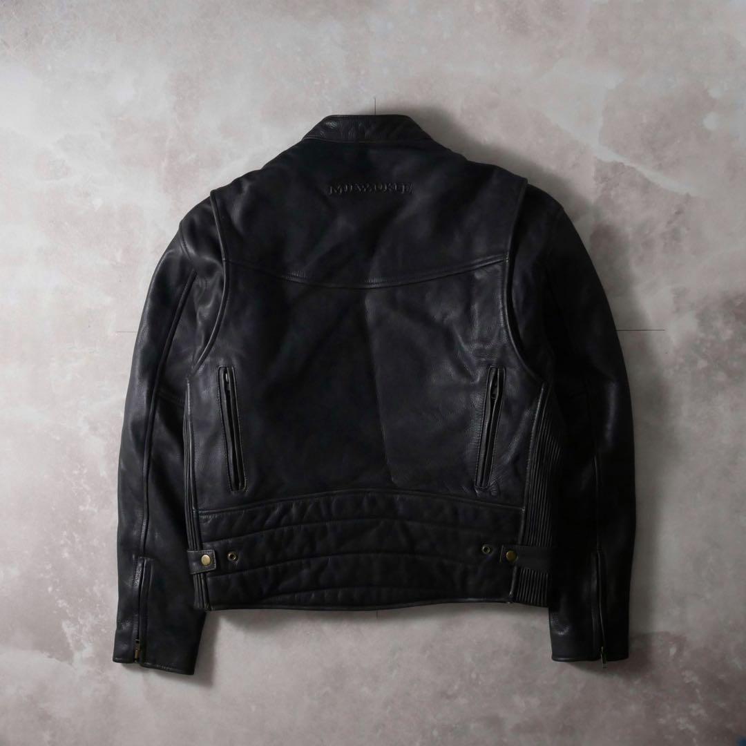 スタンドカラー レザージャケット ブラック L