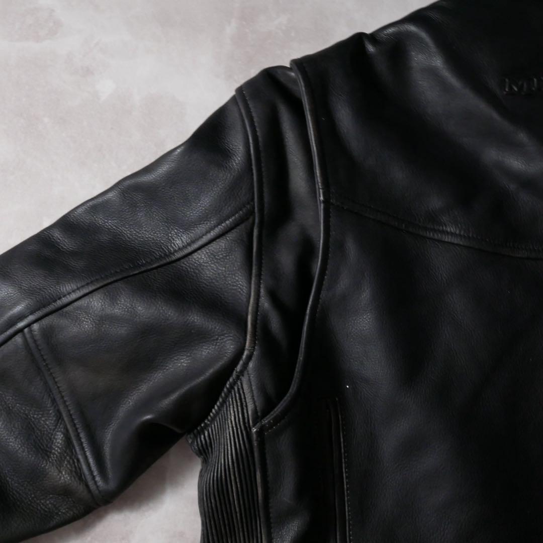 スタンドカラー レザージャケット ブラック L