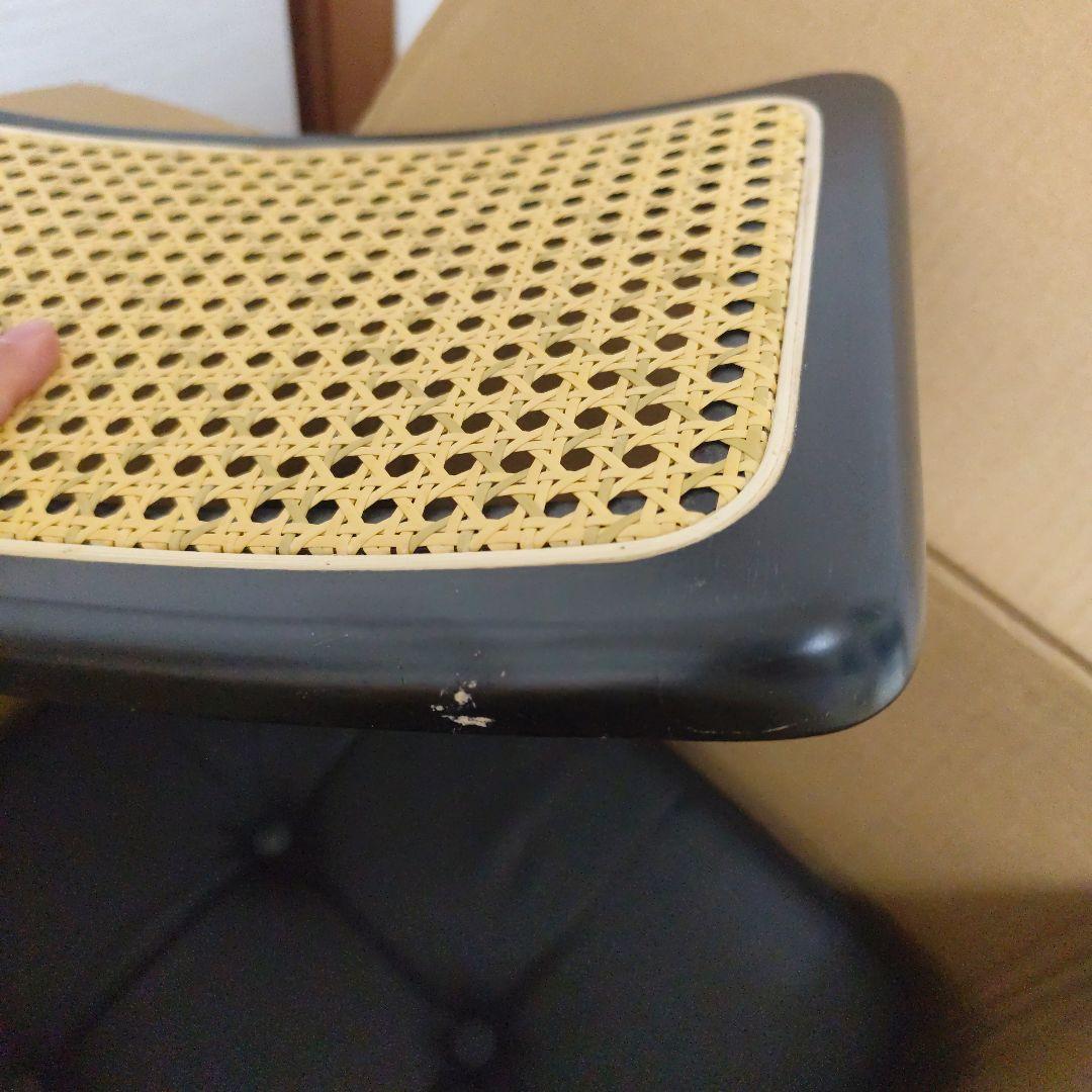 ダイニングチェア ラタン 食卓椅子 籐編み 北欧風 合成革 肘あり ブラック