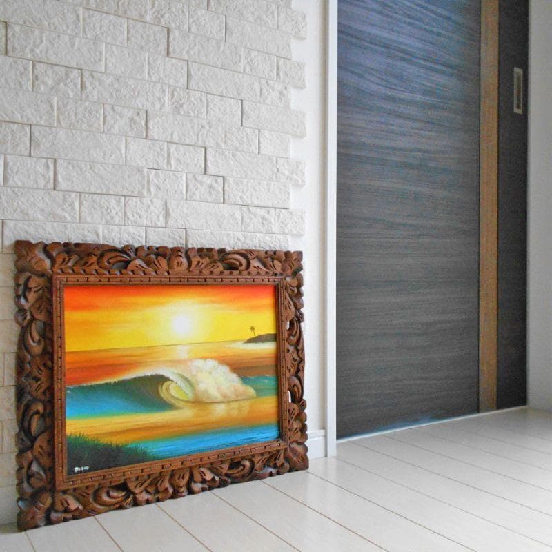 常夏のバリ サンセット 絵画 夕日 チューブ 南国 南国ビーチ 浜辺 やし ヤシ