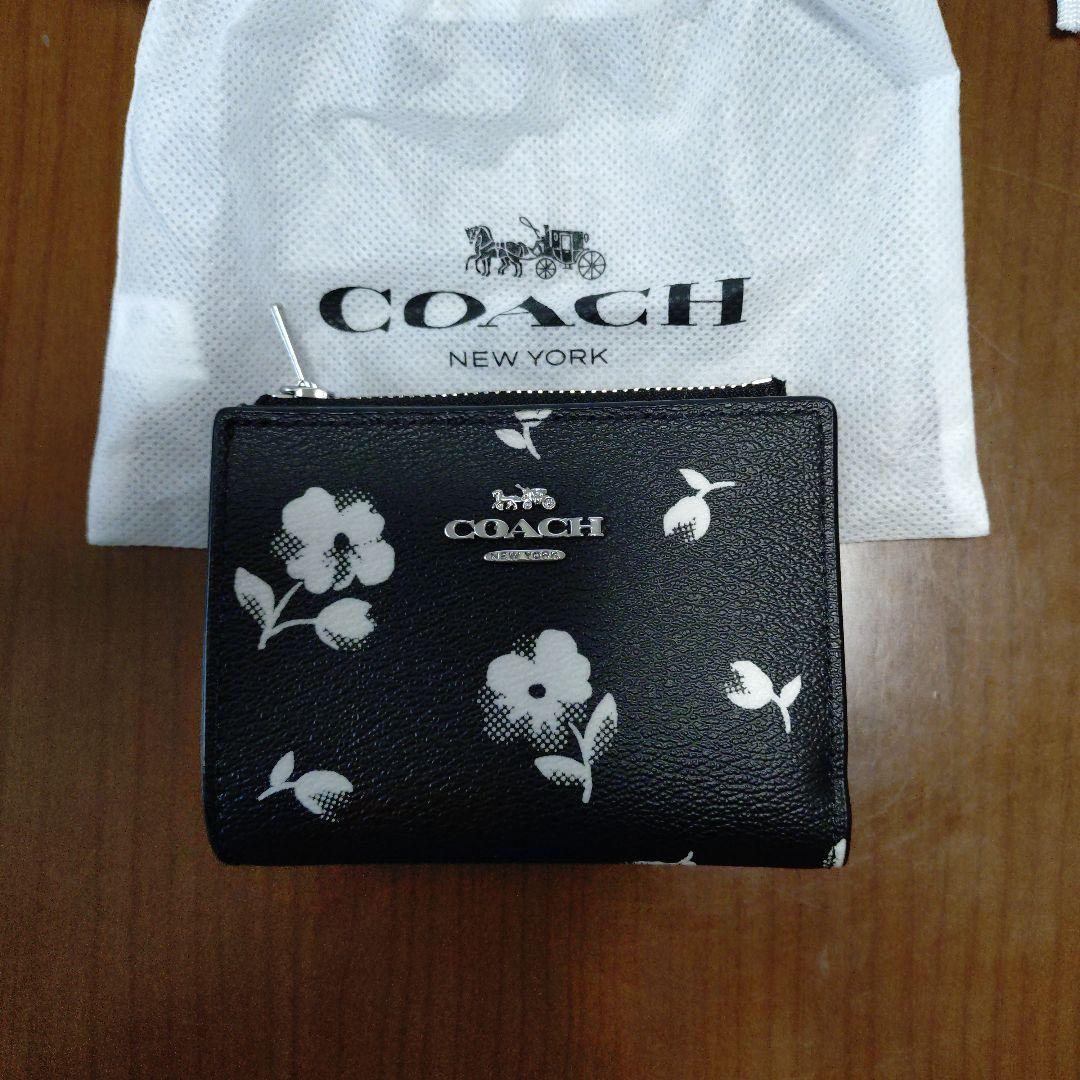 COACH 花柄 二つ折り財布 保存袋付き