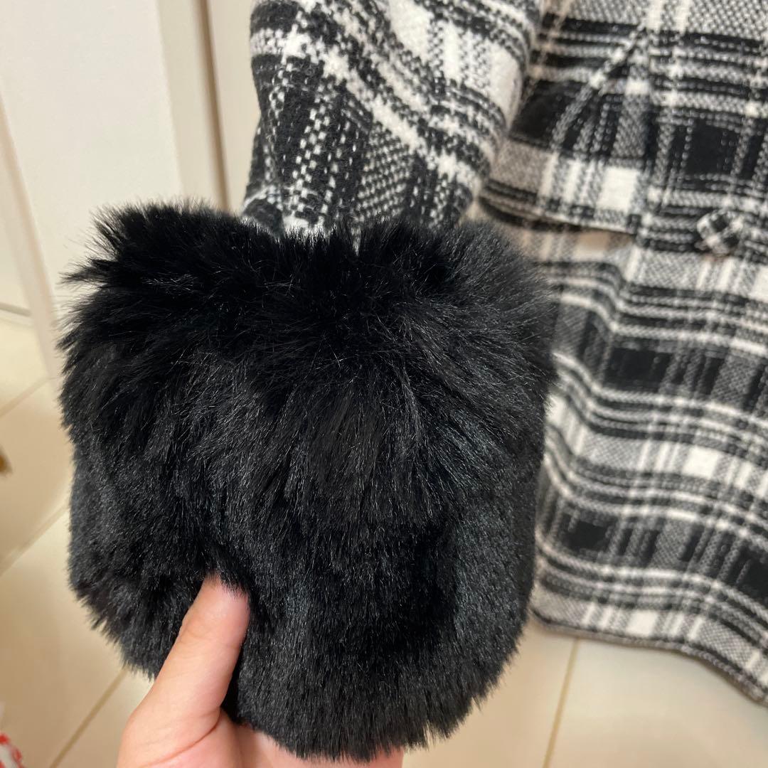 Darich タックデザインチェックコート ブラック