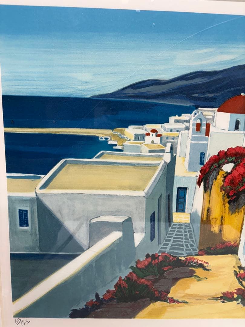 サントリーニ島風景 ジャン・クロード・キリチ リトグラフ 絵画　直筆サイン 限定