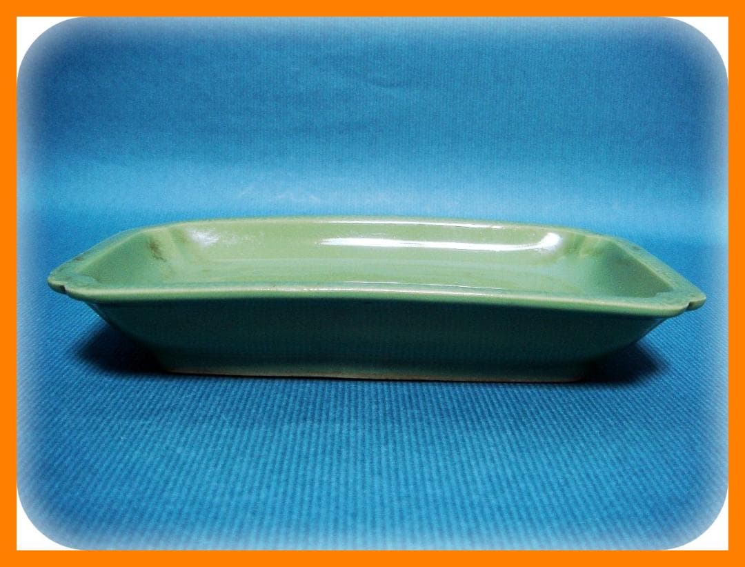 582『青磁 山水 長皿』　/骨董品 古美術 アンティーク 古玩