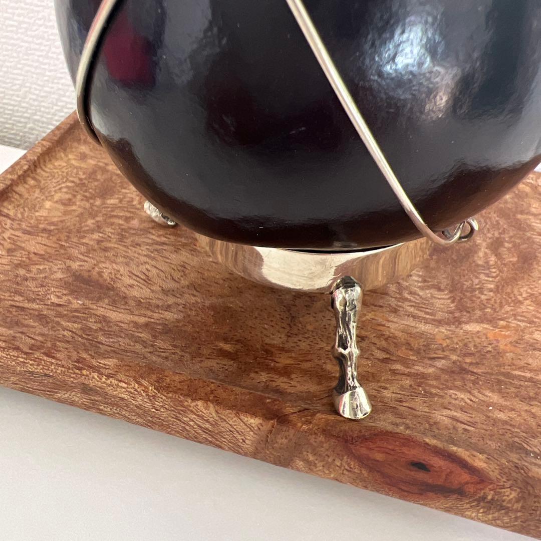 アルゼンチン製 アルパカ装飾／馬モチーフ／脚付き台座マテ壺