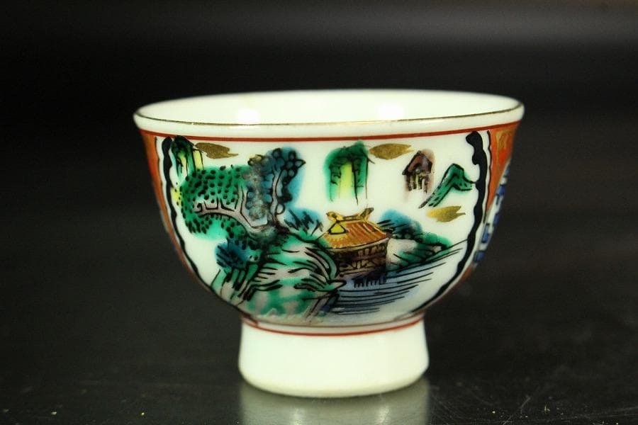 九谷 庄三造 煎茶碗 盃 七個 美品(K-XA913)