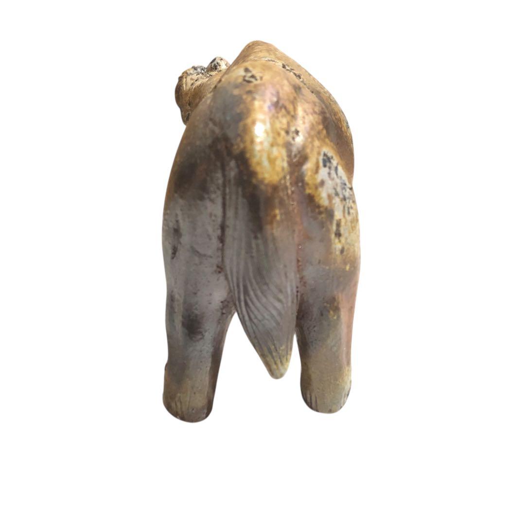 備前焼　牛　置物　木箱入り　日本製　アンティーク　インテリア