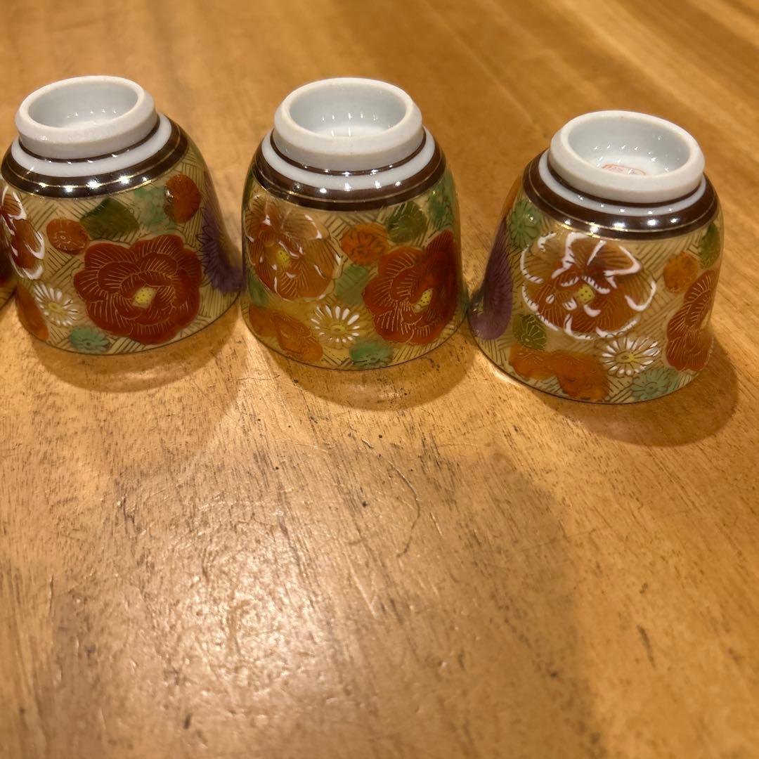 九谷焼　茶道具 小茶器（宝瓶）　手描き　豪華金花詰　急須　湯呑み揃え