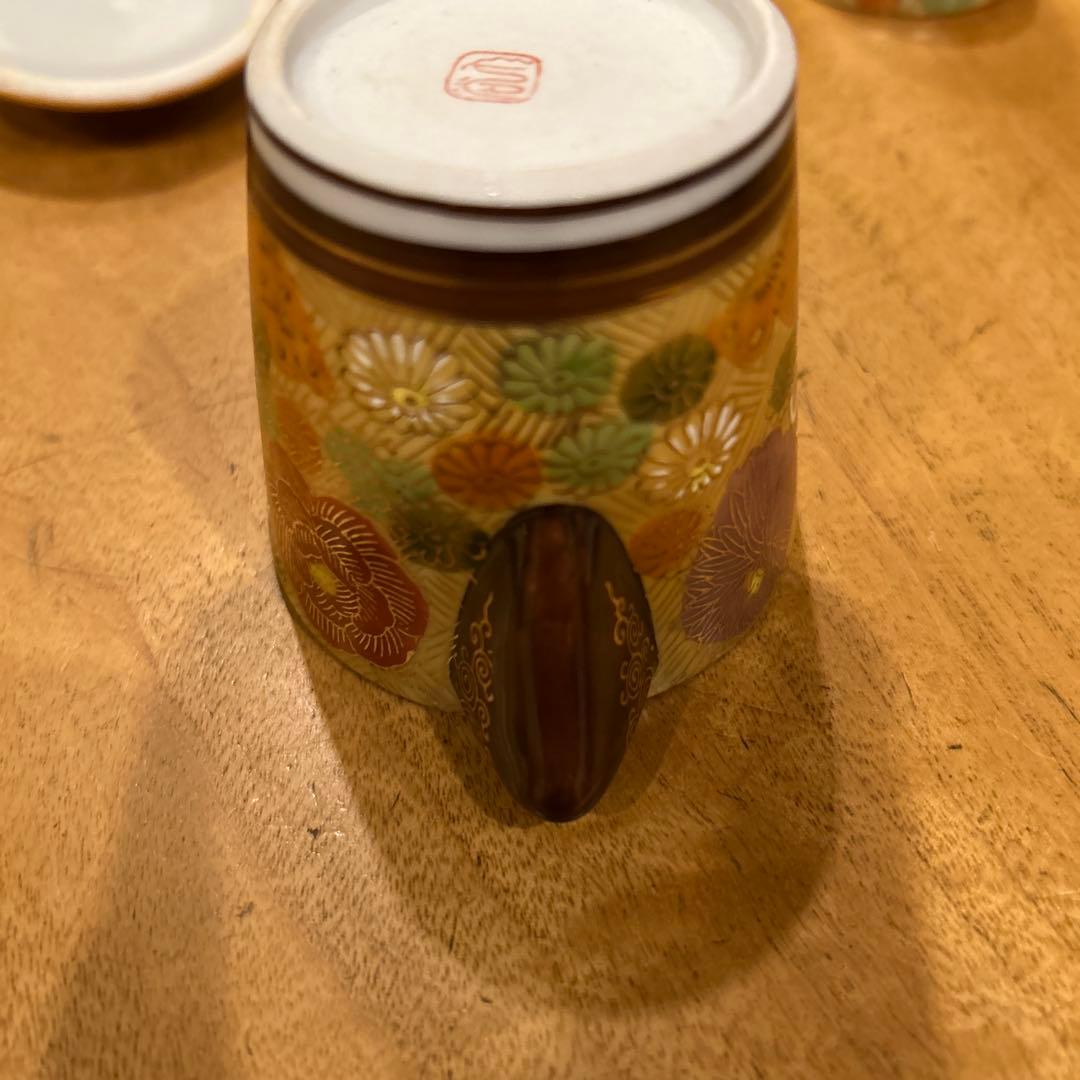 九谷焼　茶道具 小茶器（宝瓶）　手描き　豪華金花詰　急須　湯呑み揃え