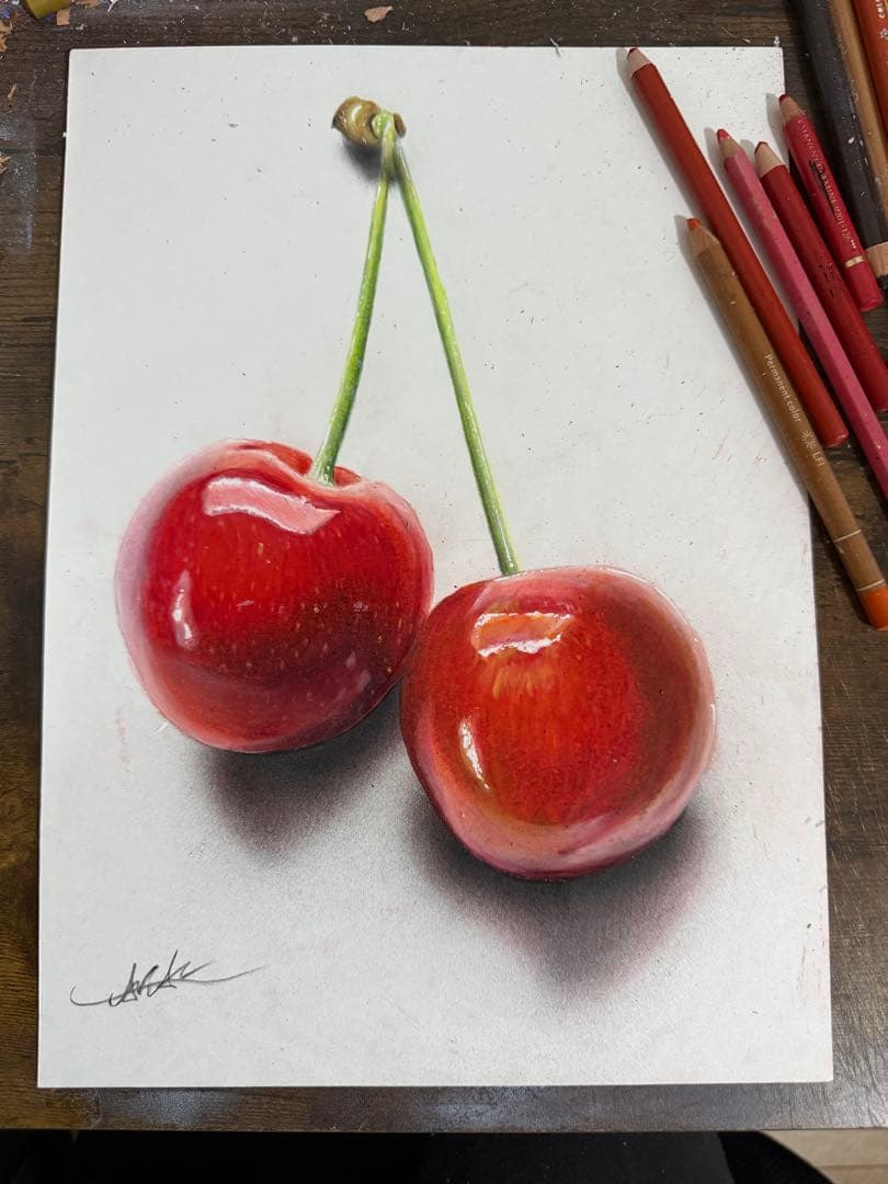 色鉛筆画 さくらんぼ(原画)