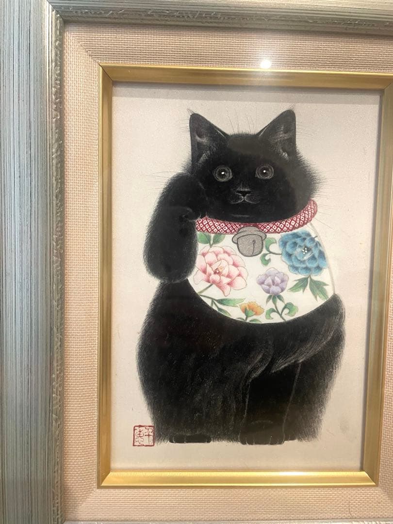 原画　久野千恵美「招き猫」日本画 〇招き猫の画家