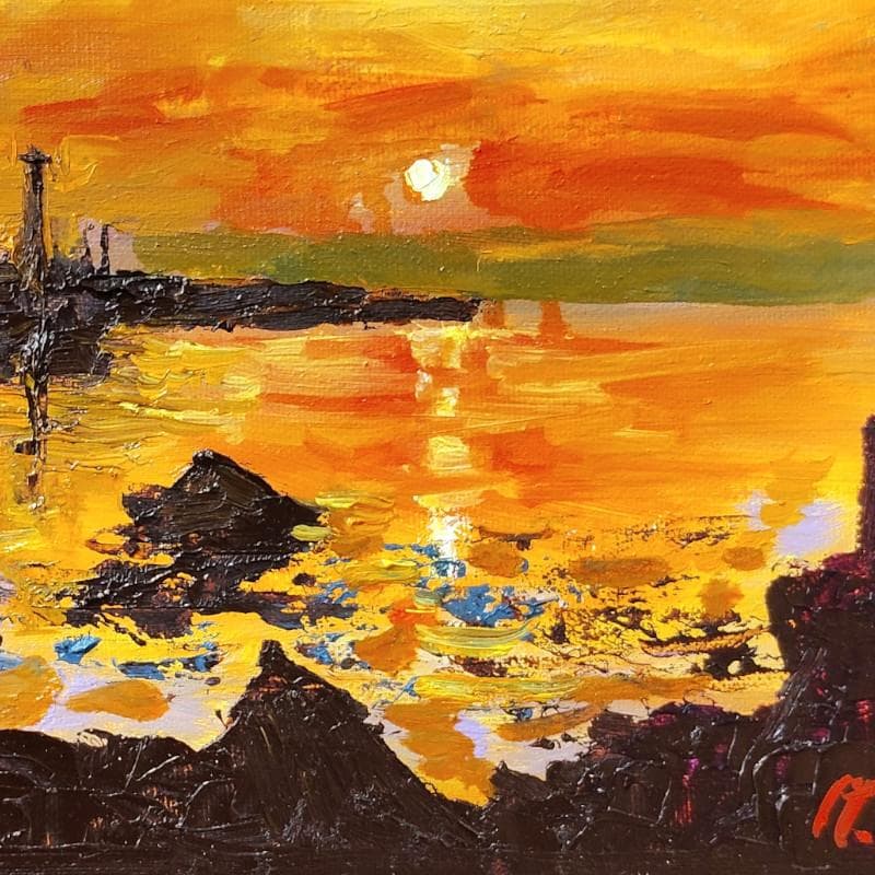 ☆ 高橋益之 ☆「 本泊港　( 利尻）」油絵 F３号サイズ 　新品！