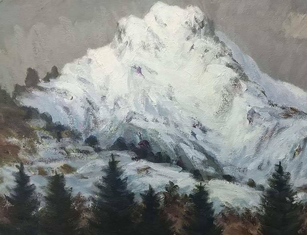 油彩画 「赤岳」F15 1989 絵画 油絵