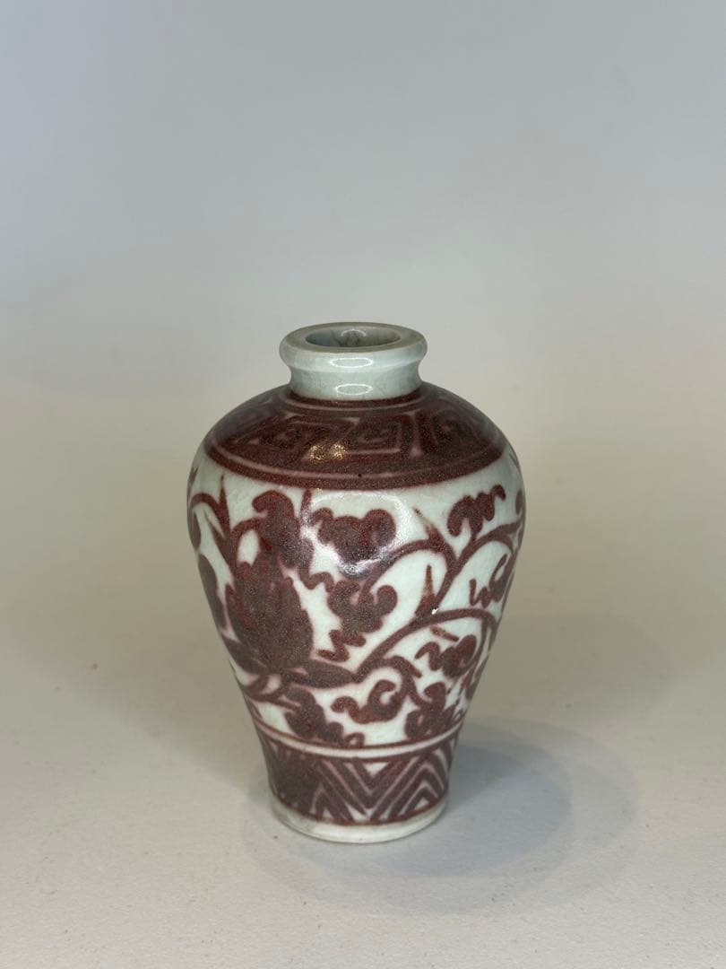 中国 明朝 釉裏紅 小壺 小瓶 花器 古磁器 骨董品