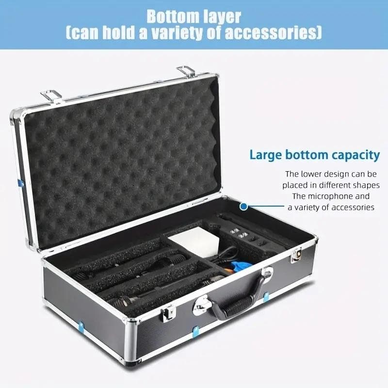 マイクキットやミキサーにアルミアタッシュケース傷防止航空用耐衝撃ツールボックス