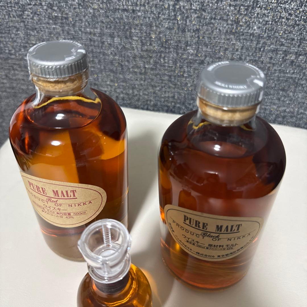 ニッカウイスキーPURE MALT 赤と黒V.S.O.P.ミニボトルをサービス