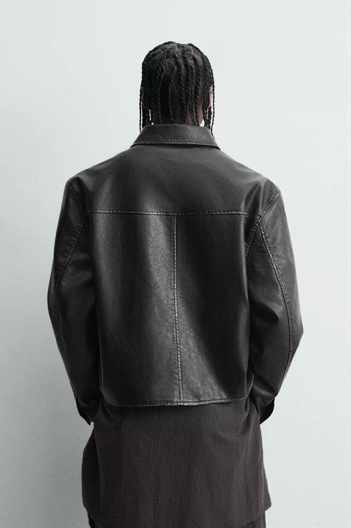 zara ウォッシュドフェイクレザージャケット