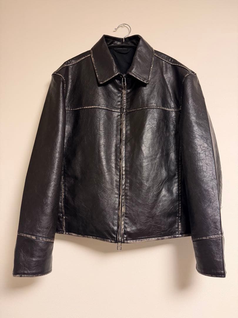 zara ウォッシュドフェイクレザージャケット