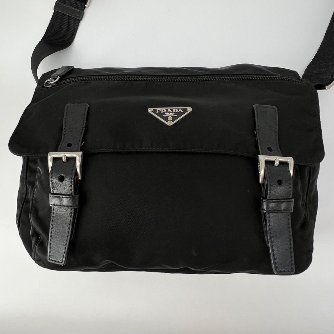 12460✨プラダ ショルダーバッグ ナイロン ダブルベルト 三角ロゴ 黒