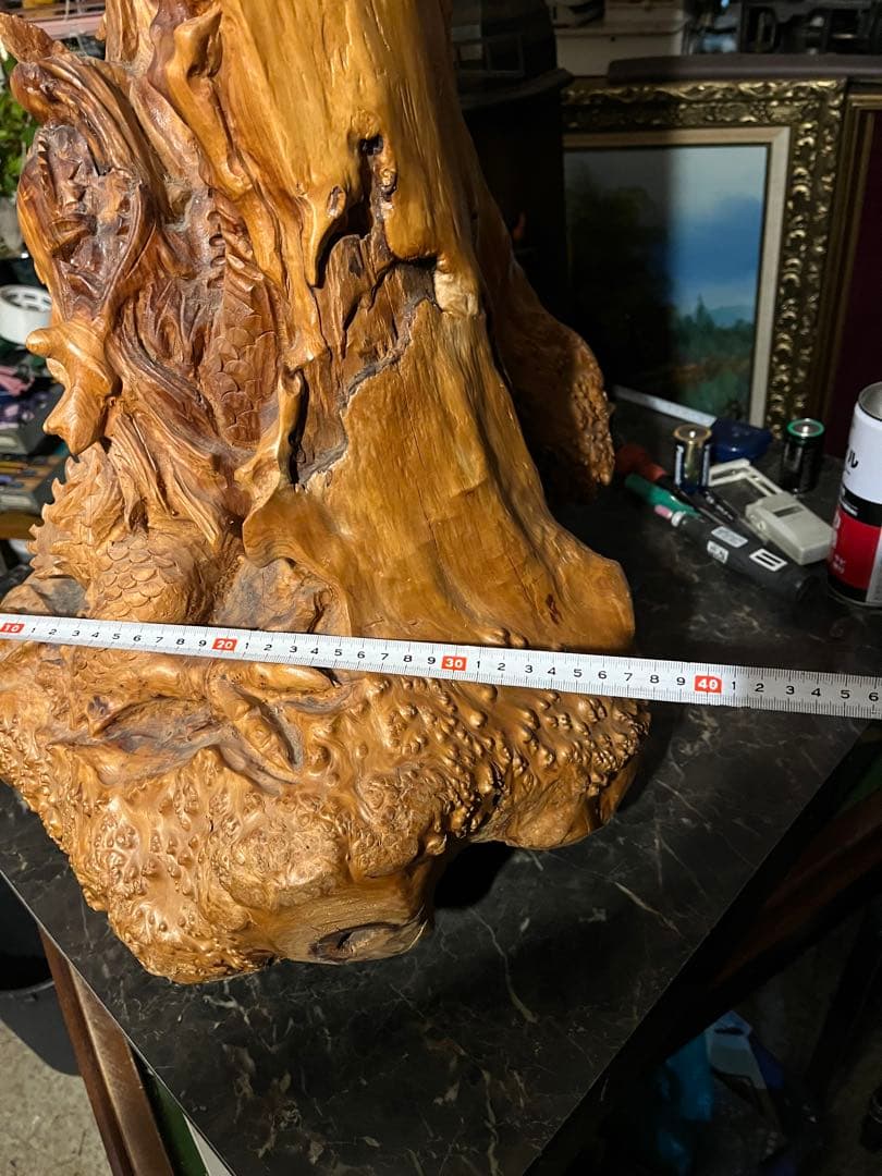 木彫り龍、龍の木彫り、特大木彫りの龍、一刀彫の龍、ドラゴン、木の株の龍