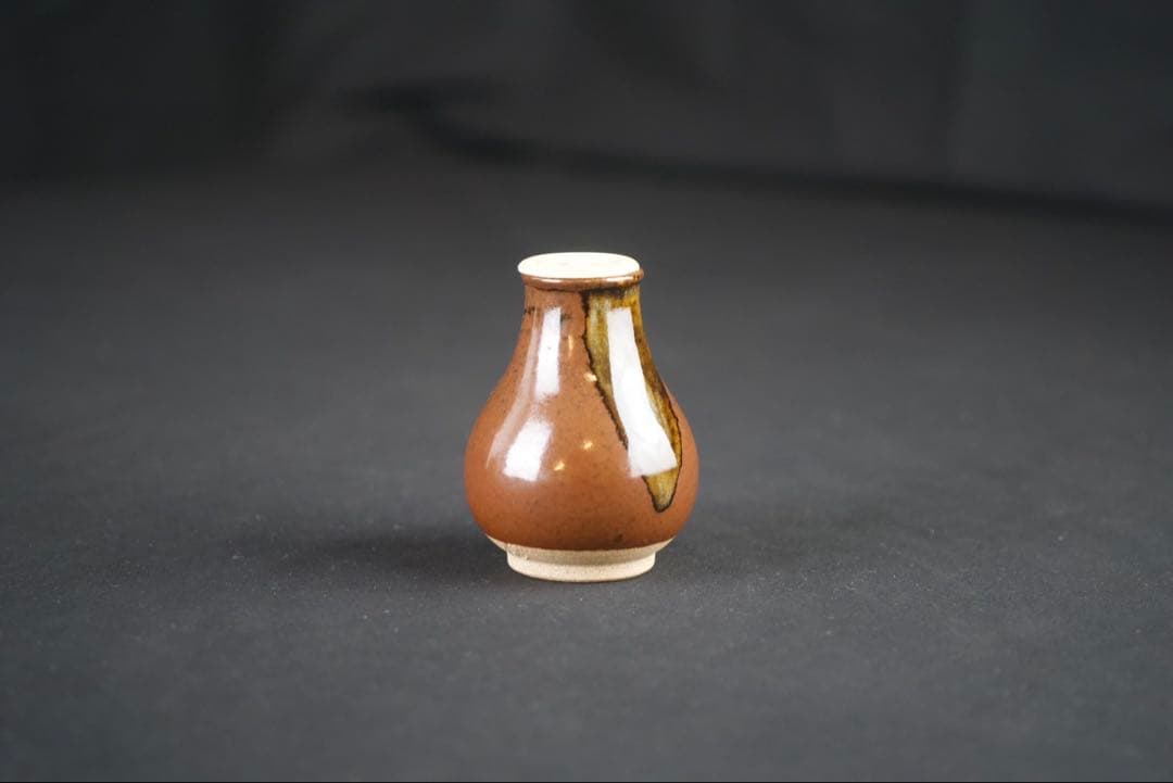 【茶道具】膳所焼 淡海ぜぜ 陽炎園 鶴首? 茶入 仕覆付 共箱