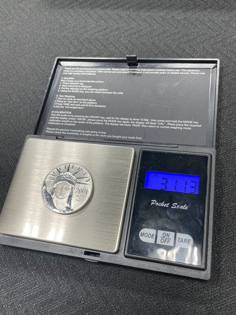 2001年　アメリカ 純プラチナ 自由の女神像 リバティ イーグル　