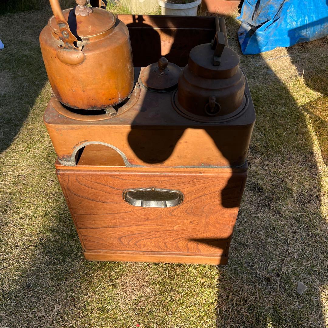 長火鉢 燗銅壷付き 引出し付 囲炉裏 火鉢 古道具 アンティーク