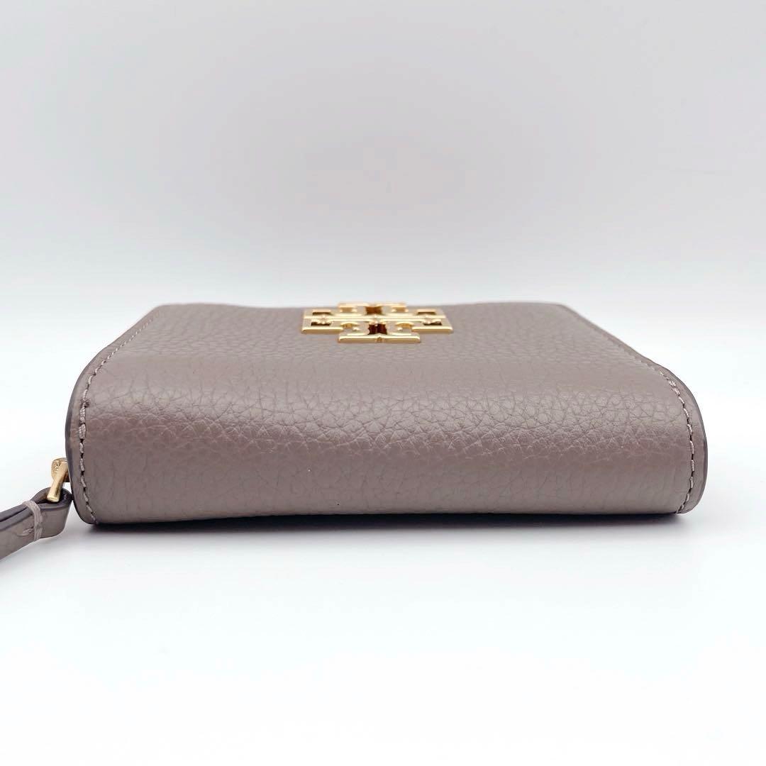 美品✨Tory Burch トリーバーチ 二つ折り財布 グレージュ 金ロゴ