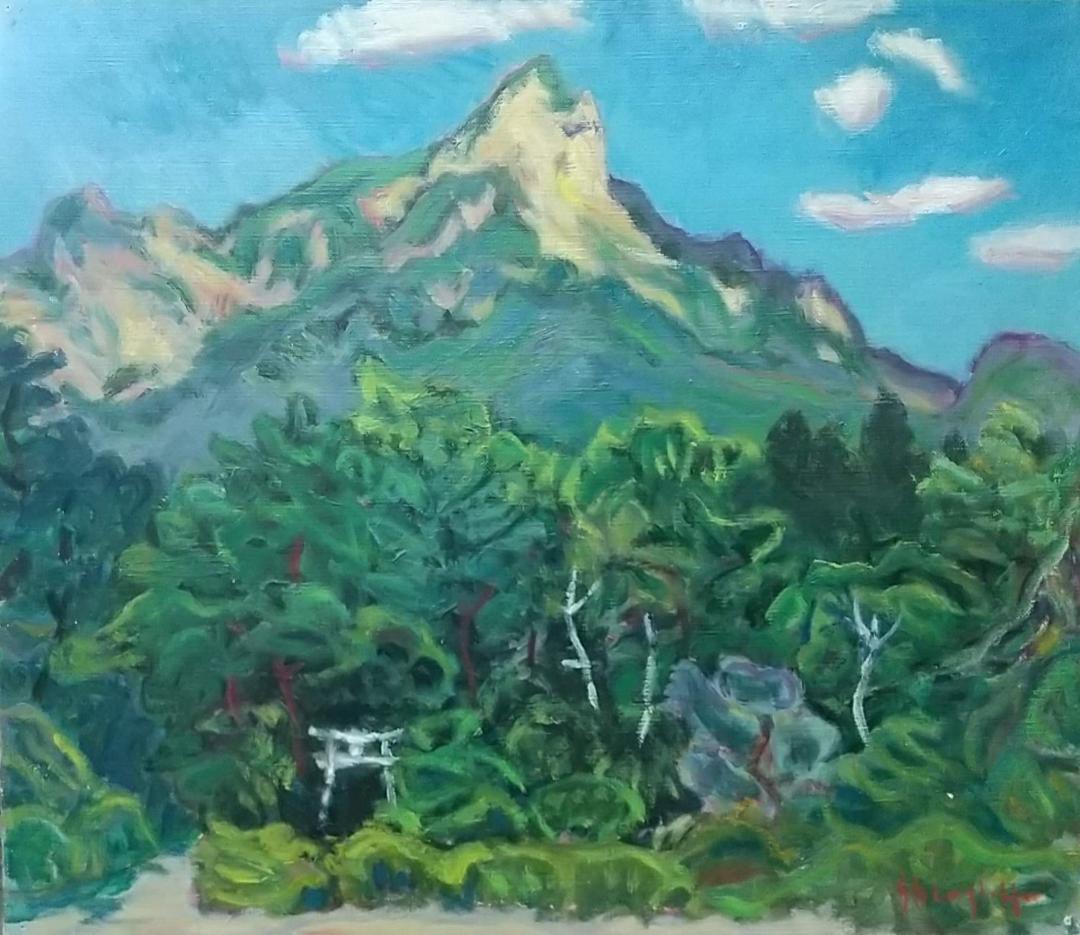 絵画 油絵「山の神（明神だけ）」F10