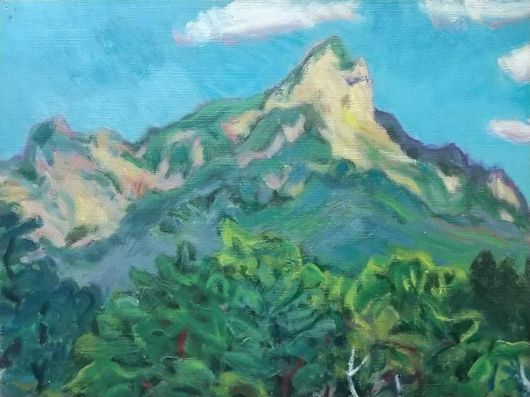 絵画 油絵「山の神（明神だけ）」F10