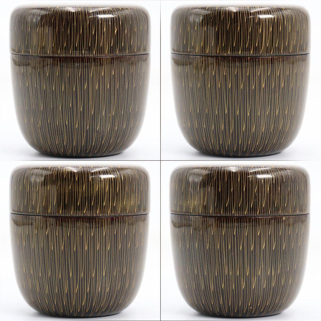 関翠雲作 金菊彫り 中棗 毛彫 茶道具 共箱　V937