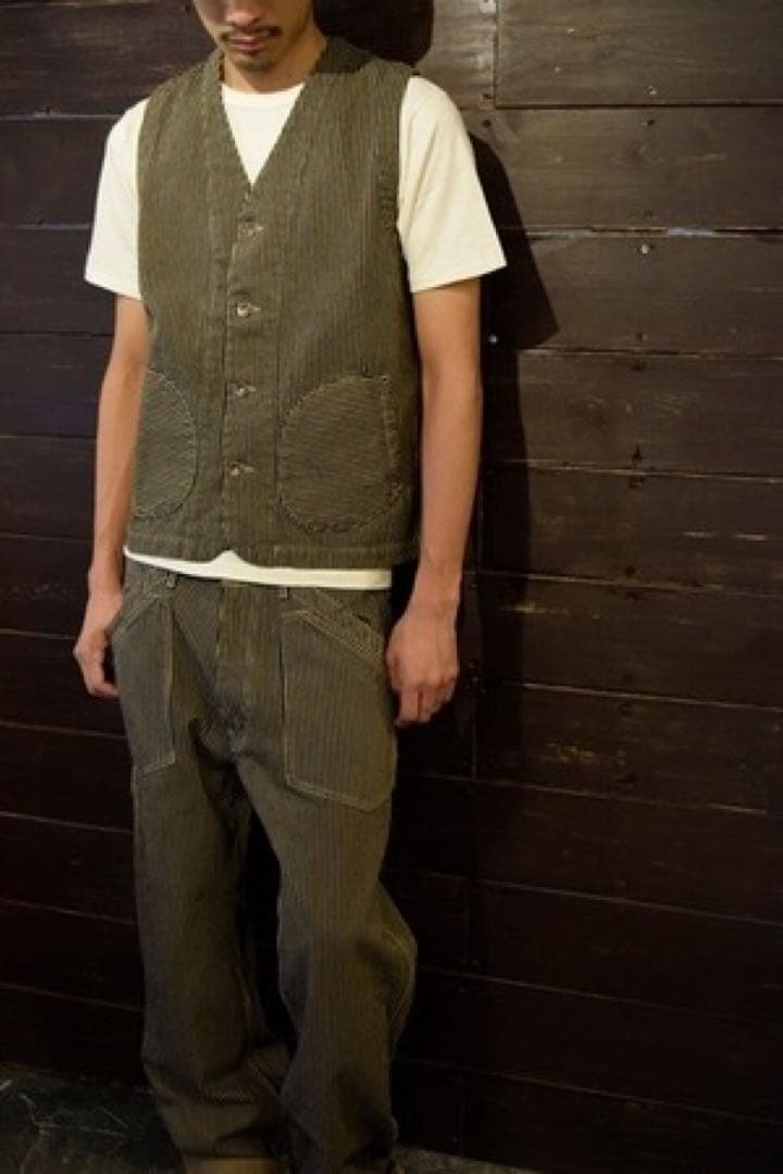 AT-DIRTY アットダーティー ヒッコリー ベスト パンツ XL 新品未使用