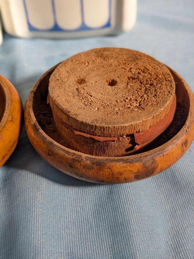 ヨーロッパ アンティーク 陶器製 木蓋 キャニスター ２点セット