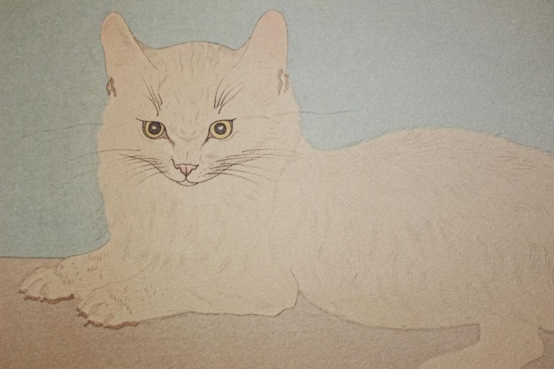 藤田嗣治 エスタンプリトグラフ「白い猫」 150部限定 14/150