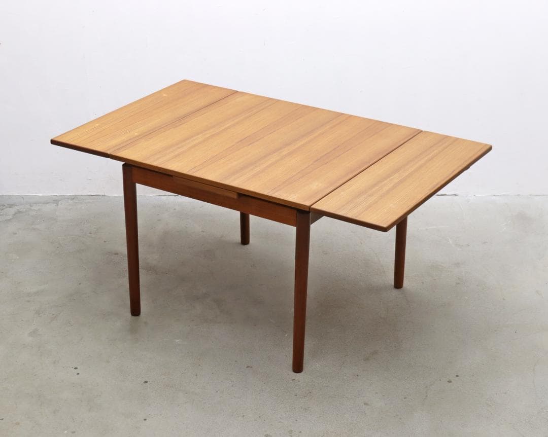 ヴィンテージ チーク材 エクステンション ダイニングテーブル ドローリーフ