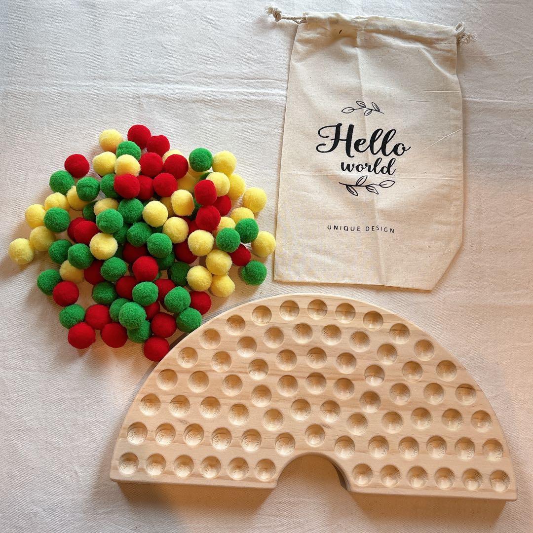 箸トレーニングおもちゃ 知育玩具　虹　パズル　ボールマッチング　指先訓練