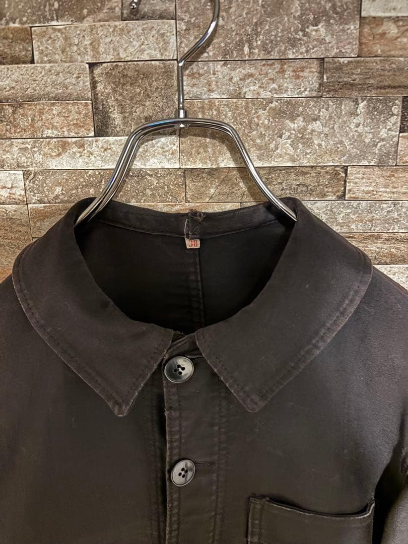 60sフレンチワーク ブラックモールスキンジャケットAdolphe Lafont