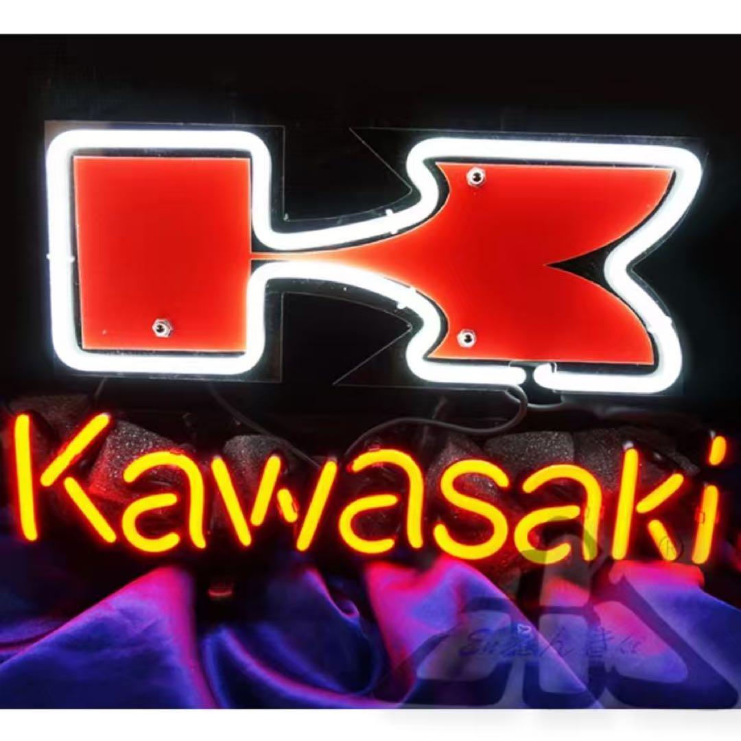 オーダー　ネオンサイン Kawasaki ロゴデザイン バイクネオンライト