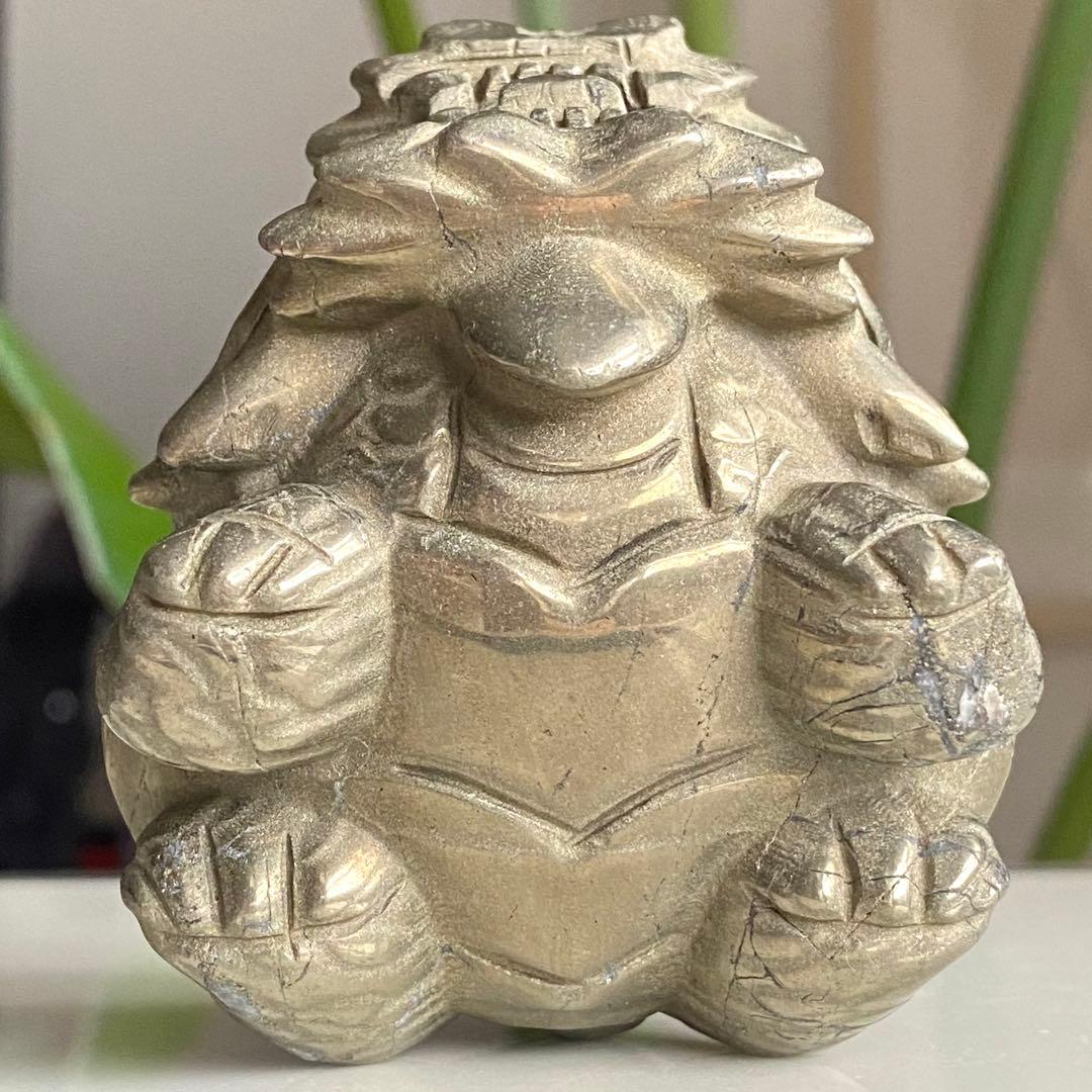 ★最終特価【 パイライト BIG 龍亀さん ぷっくりハート 原石 約476g】