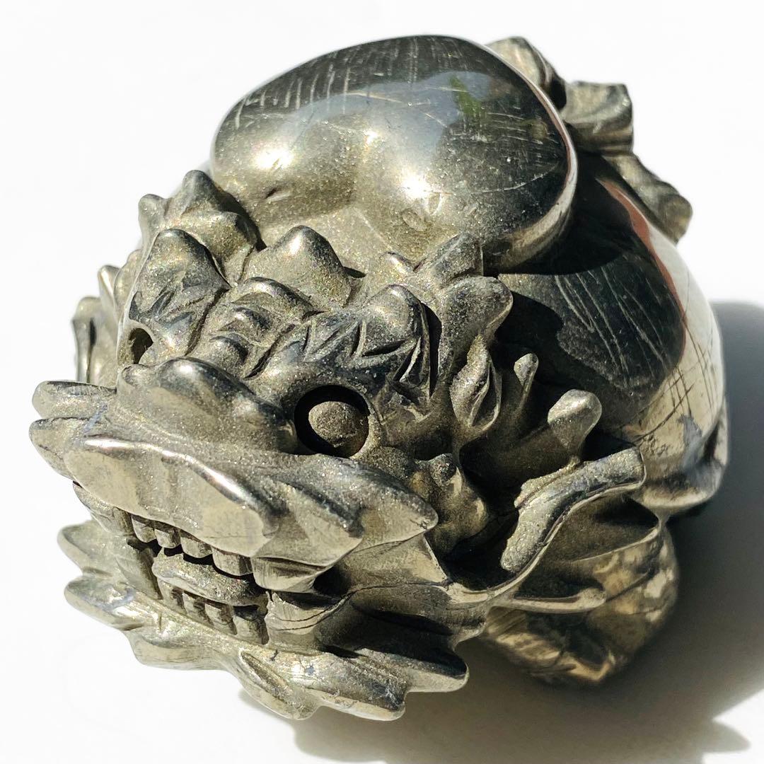 ★最終特価【 パイライト BIG 龍亀さん ぷっくりハート 原石 約476g】