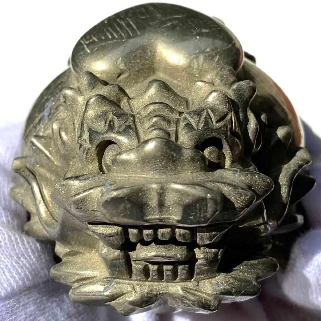 ★最終特価【 パイライト BIG 龍亀さん ぷっくりハート 原石 約476g】