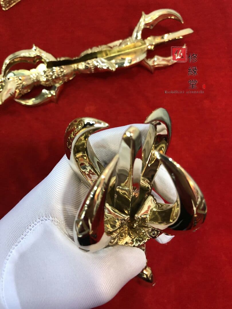 唐密法具 法器 宋式五鈷杵 金剛杵 真鍮製 23cm